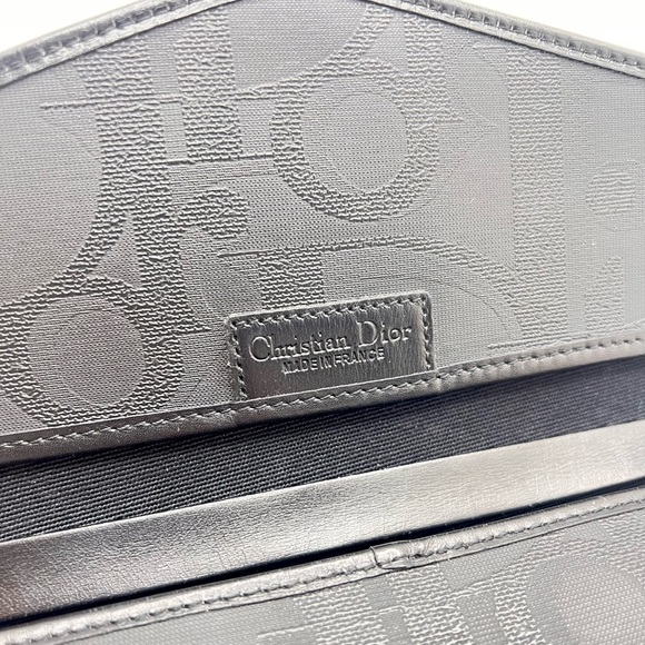 Authentic Christian DIOR Vintage Black PVC x Leather Clutch